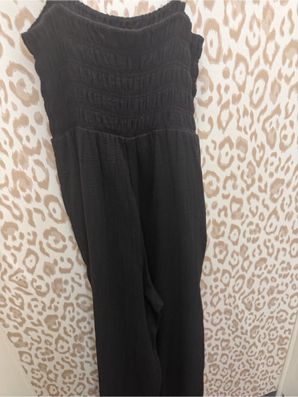 New Size Medium  Black Smocked Waist Gauze Jumpsuit